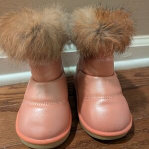 Kids Pink Fur-Trimmed Boots